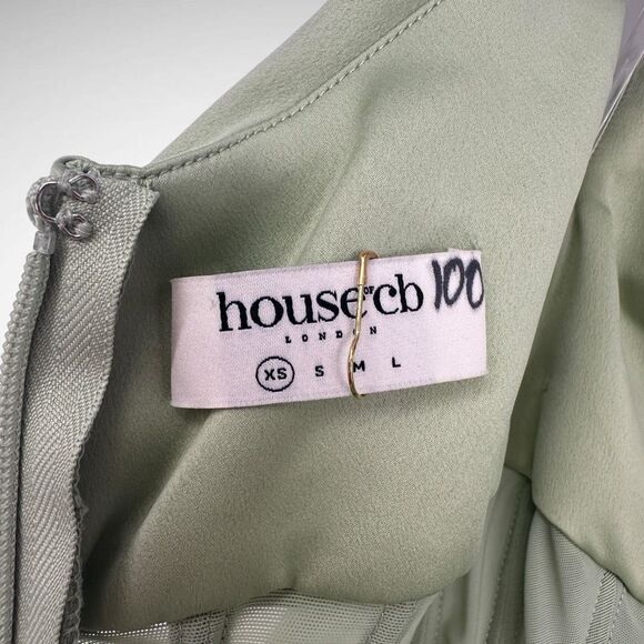 House of CB‎ Lulu Drape Satin Boned Corset Pistachio Green Midi Dress Size XS - Picture 6 of 10